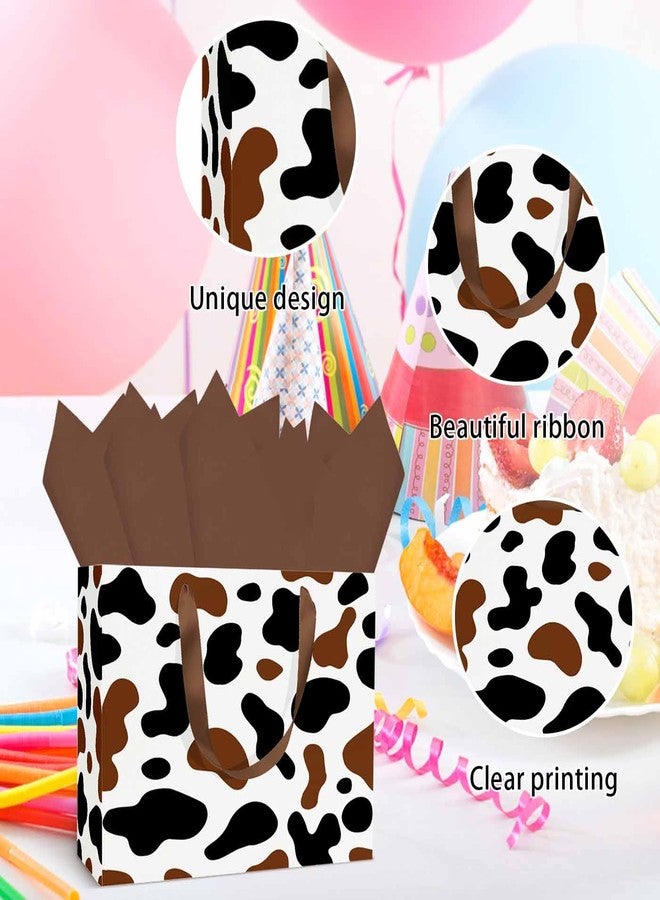 MUNILAIL 13 Inches Brown Cow Print Gift Bag with Tissue Paper Handle and Greeting Card Large Paper Gift Bag for Boys Girls Birthday Party Baby Shower Cow Print Party Supplies - Image 4